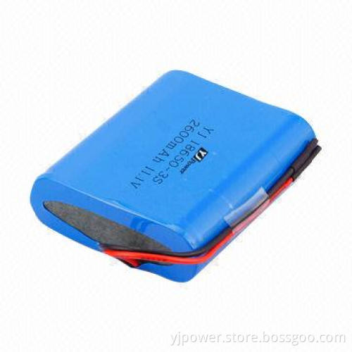 11.1V 2,600mAh 18650 Battery Pack, 18.5 x 54.6 x 67mm